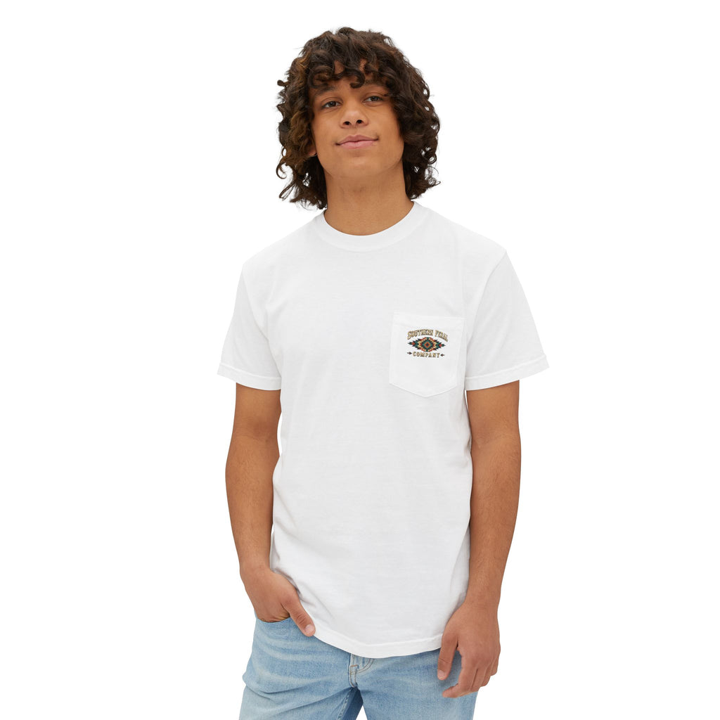 Pocket T-Shirt — Southern Feral Aztec Barbed Wire Graphic