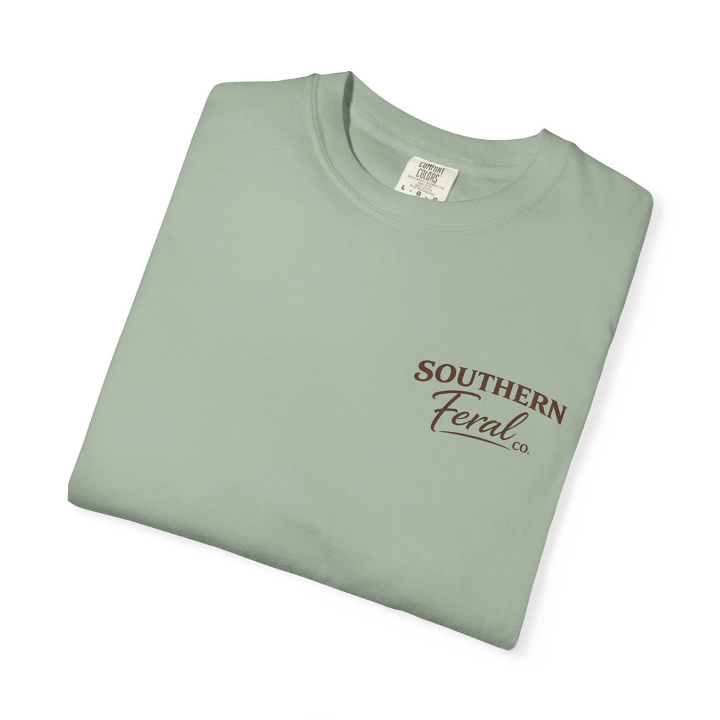 Southern Feral graphic T-Shirt | Confederate flag shield, hog skull, vintage western