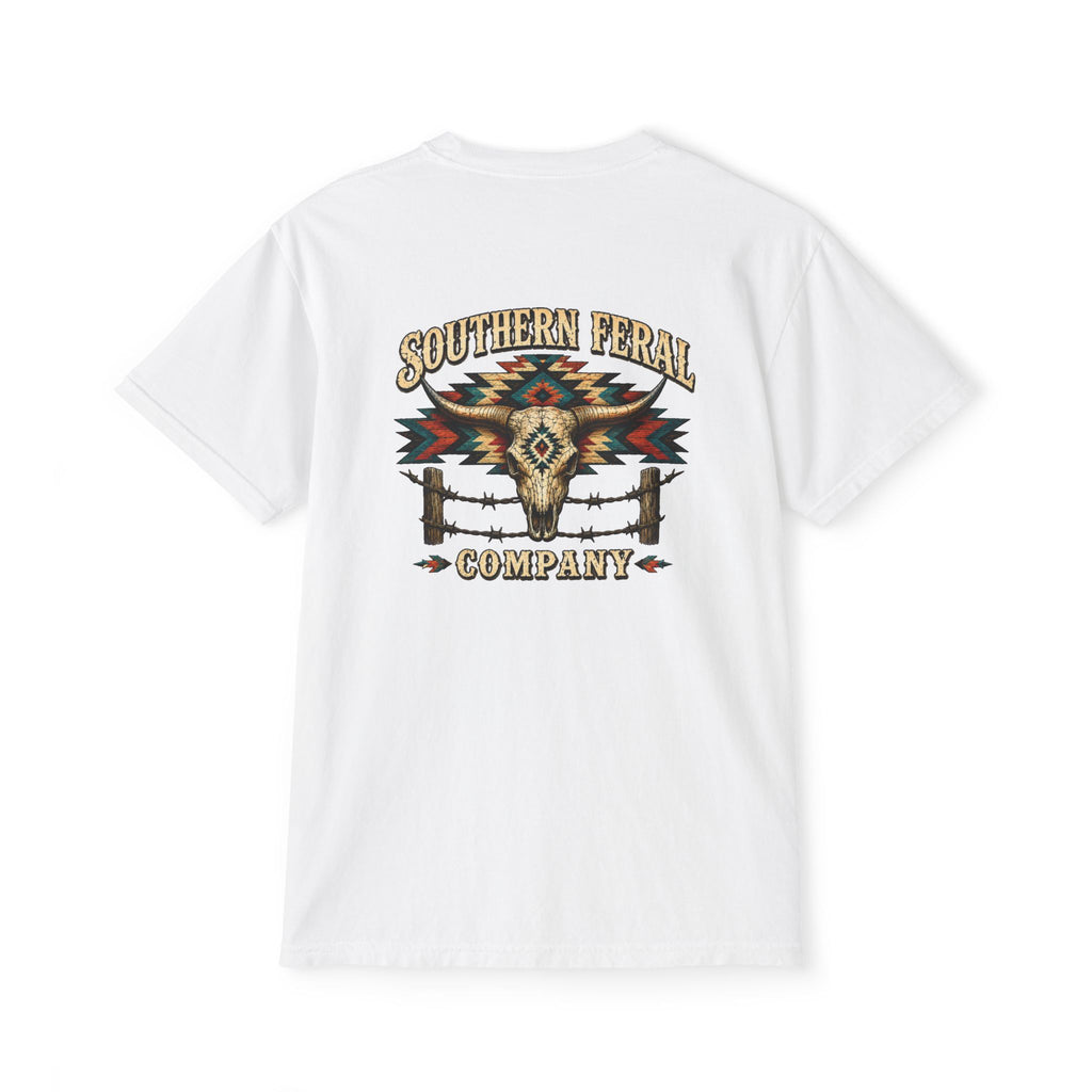 Pocket T-Shirt — Southern Feral Aztec Barbed Wire Graphic