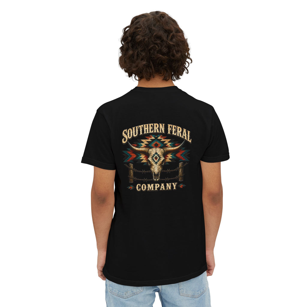 Pocket T-Shirt — Southern Feral Aztec Barbed Wire Graphic