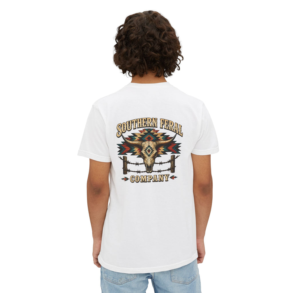 Pocket T-Shirt — Southern Feral Aztec Barbed Wire Graphic
