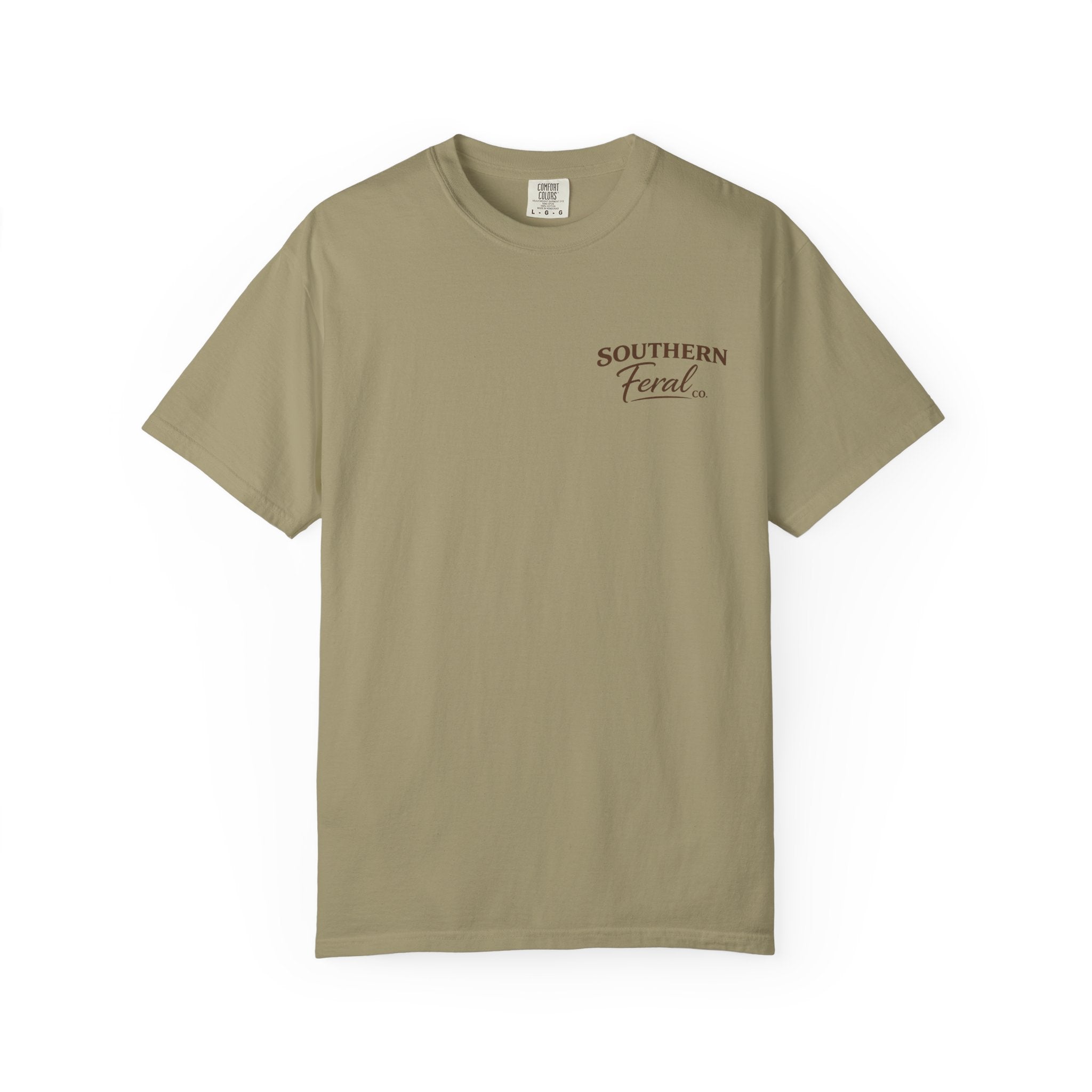 Southern Feral graphic T-Shirt | Confederate flag shield, hog skull, vintage western