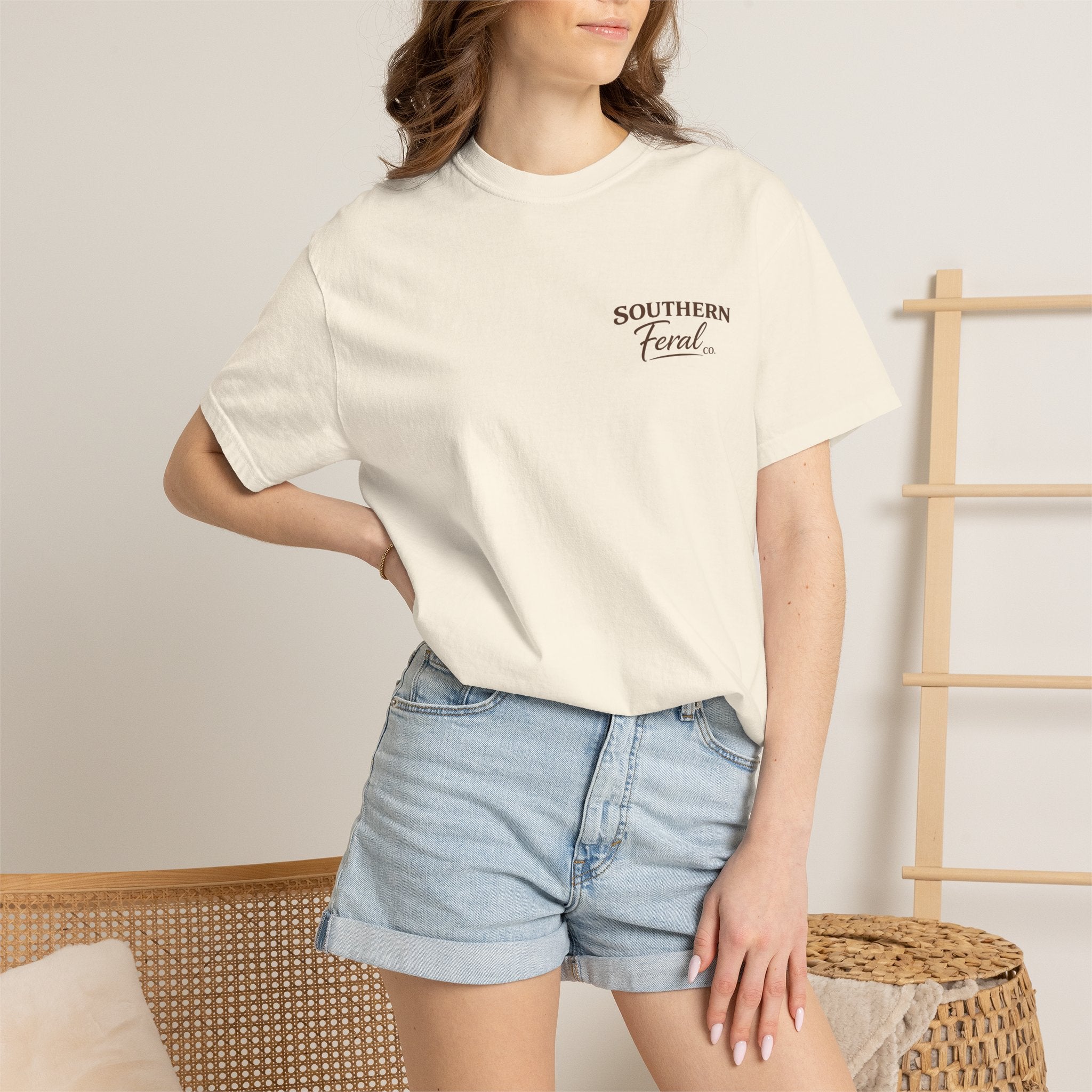 Southern Feral graphic T-Shirt | Confederate flag shield, hog skull, vintage western