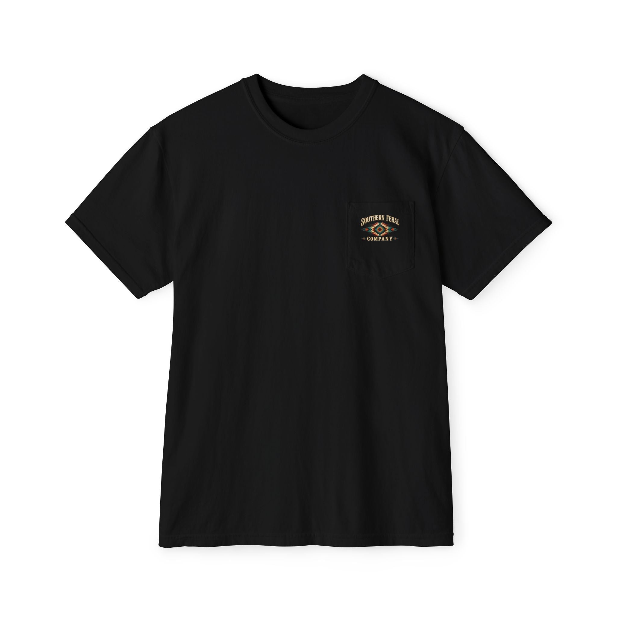 Pocket T-Shirt — Southern Feral Aztec Barbed Wire Graphic