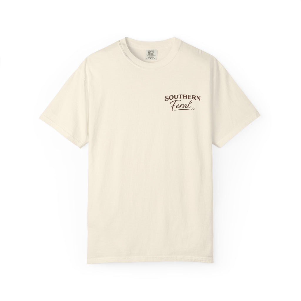 Southern Feral graphic T-Shirt | Confederate flag shield, hog skull, vintage western